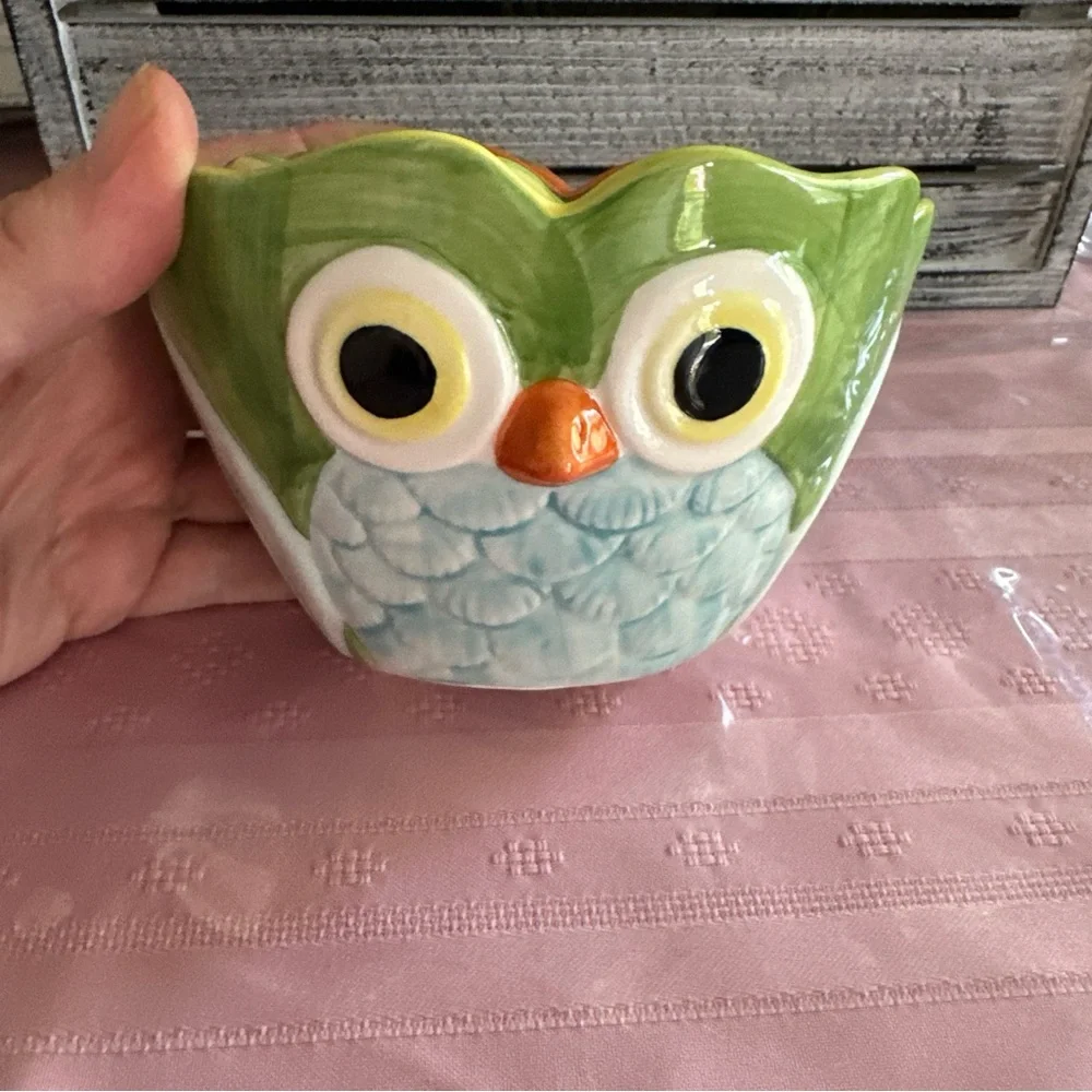Pier 1 imports set of four measuring cups nesting, hand painted stoneware new